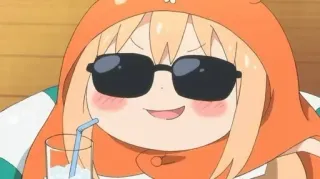 😎 bdb0f56d Umaru Doma Himouto! Umaru-chan Anime, Cartoni animati, Chibi, Kawaii, Bevendo, Occhiali da sole, Felpa con cappuccio telegram sticker