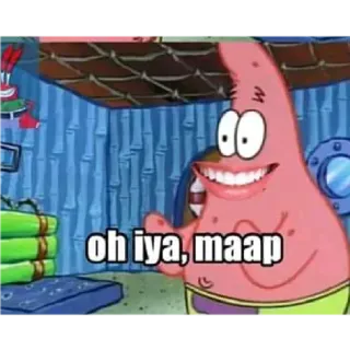 🥵 5b5f2aa9 Patrick Star Spongebob Squarepants oh iya, maap spongebob, patrick, cartoon, meme, oh iya, maap telegram sticker