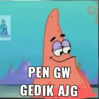 🥵 a1f576ce Patrick Star Spongebob Squarepants PEN GW
GEDIK AJG patrick ster, spongebob, meme, cartoon telegram sticker