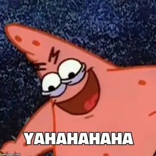 🥵 a8936549 Patrick Spongebob YAHAHAHAHAHA Cartoon, Spongebob, Patrick, Grappig, Meme telegram sticker