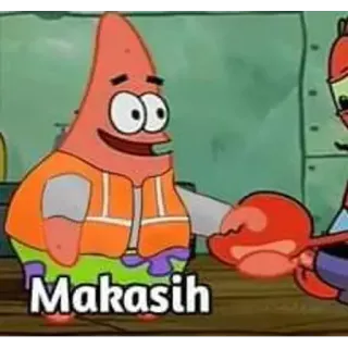 🥵 ad33835e Patrick Star Spongebob Squarepants Makasih Spongebob, Patrick, Cartoon, Grappig, Makasih, Indonesisch telegram sticker
