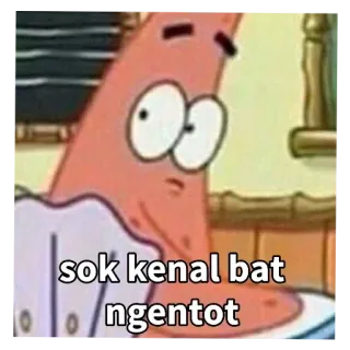 🥵 e3061293 Patrick Star Spongebob Squarepants sok kenal bat
gentot patrick ster, spongebob, meme, cartoon telegram sticker