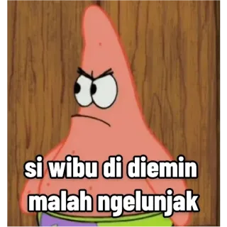 🥵 fdc8d197 Patrick Star Spongebob Squarepants si wibu di diemin malah ngelunjak patrick ster, spongebob, grappig, cartoon, meme telegram sticker