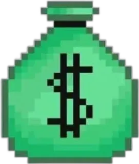 🌟 f755278e geld, tas, dollarteken, pixel art, rijkdom, valuta, financiën telegram sticker
