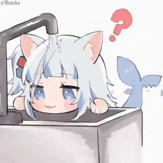 ❓ 6dd58f1f carino, anime, gatto, domanda, lavandino, illustrazione whatsapp sticker