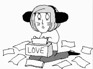 💗 dd1f7401 LOVE 愛, ボックス, 女の子, アニメ, マンガ, ヘッドホン telegram sticker