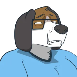 😬 5dc6887e dog, cartoon, glasses, character, furry, anthropomorphic whatsapp sticker