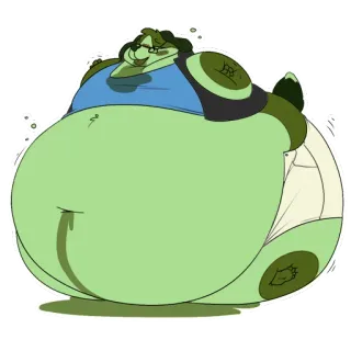 🍐 695f6b70 furry, cartoon, animal, overweight, bloated, green whatsapp sticker