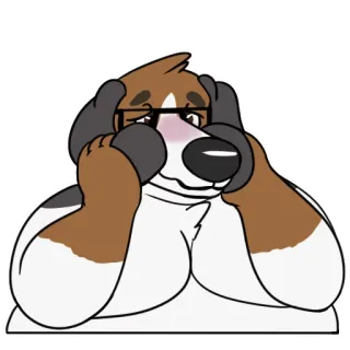 ☺️ 787e957e furry, dog, blush, ears, embarrassed, glasses whatsapp sticker