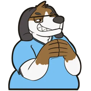 😈 9f8b2a73 dog, anthropomorphic, glasses, plotting, furry, cartoon, character whatsapp sticker