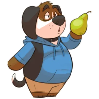 🍐 9ff31e28 dog, pear, cartoon, animal, fruit whatsapp sticker