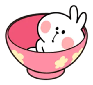 ☹ 57cd66f7 coelho, coelho, tigela, fofo, kawaii, desenho animado telegram sticker