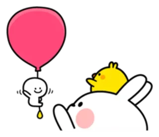 🙋 672798a1 Desenho animado, Personagem, Balão, Fofo, Coelho, Pintinho telegram sticker