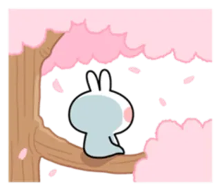 😞 6933a37b coelho, sakura, árvore, kawaii, fofo, primavera, pétalas telegram sticker
