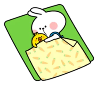 🤗 a3f7e0e8 coelho, pintinho, cenoura, fofo, animal, kawaii, adesivo, desenho animado telegram sticker