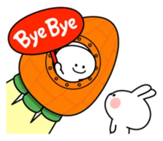 👋 f5dc9c51 Bye Bye desenho animado, coelho, despedida, adeus, foguete, personagem telegram sticker