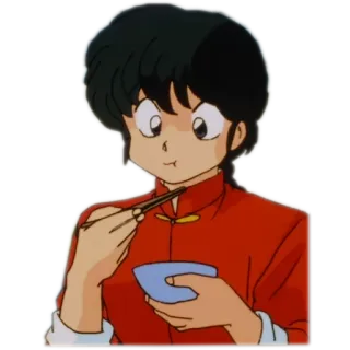 🍜 e625bd71 Ranma Saotome Ranma ½ аниме, боевые искусства, еда, палочки для еды whatsapp sticker