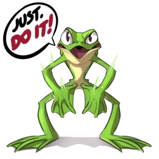 😤 4d86c687 JUST. DO IT! лягушка, мотивация, сделай это, зеленый, животное, мультфильм telegram sticker