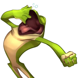 😴 b56d2ccd лягушка, зевающий, сонный, мультфильм, животное, зеленый telegram sticker