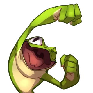 😜 c5bd35a1 лягушка, животное, мультфильм, зеленый, праздновать, взволнованный telegram sticker