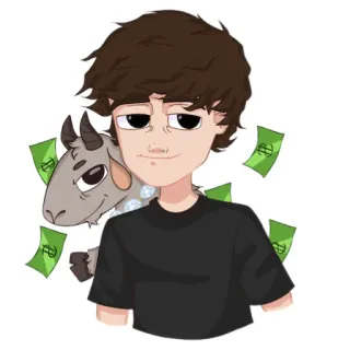 🐐 89a0c174 การ์ตูน, แพะ, เงิน, เงินสด, แบงค์ดอลลาร์ telegram sticker