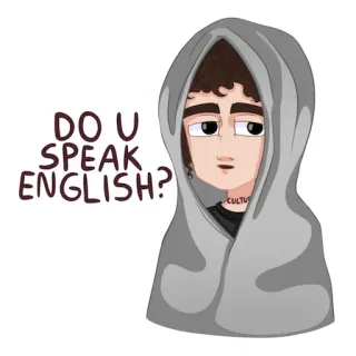 😯 f703bff2 DO U SPEAK ENGLISH? การ์ตูน, คำถาม, พูด, ภาษาอังกฤษ, วัฒนธรรม, สติกเกอร์ telegram sticker