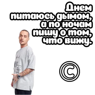 🚬 daf456c3 Днем питаюсь дымом, а по ночам пишу о том, что вижу. 男性, ロシア語, テキスト, ステッカー telegram sticker