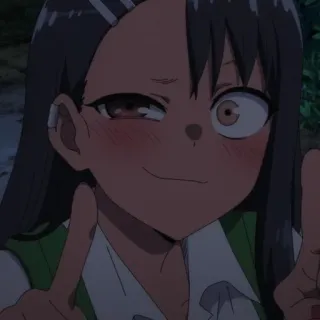 🌟 0795e1e4 Nagatoro Don't Toy with Me, Miss Nagatoro Аниме, Девушка, Улыбка, Подмигивание, Персонаж, Мультфильм whatsapp sticker