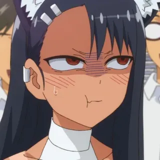 🌟 50fe016f Nagatoro Don't Toy with Me, Miss Nagatoro Аниме, Нагаторо, Злой, Надутый, Горничная, Кошачьи ушки whatsapp sticker