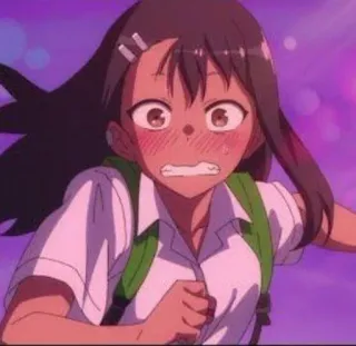 🌟 9048bfe1 Nagatoro Don't Toy with Me, Miss Nagatoro Аниме, Девушка, Бег, Смущенная, Школьная форма whatsapp sticker
