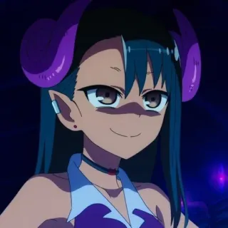 🌟 bde8cd74 Аниме, Демон, Рога, Мультфильм, Девушка, Персонаж whatsapp sticker