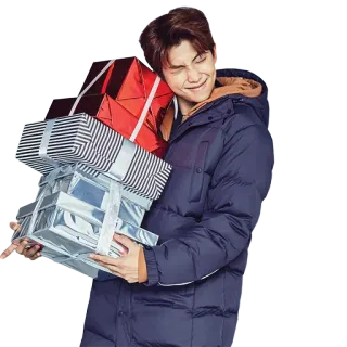 🎁 5d2fb82e mann, geschenke, geschenk, winter, feier, feiertag whatsapp sticker