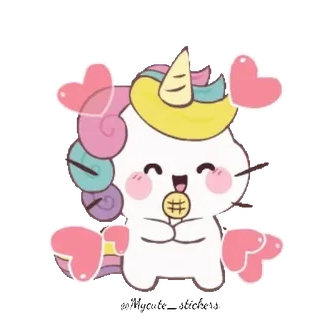 🌈 e36dd205 独角兽, 可爱, 卡哇伊, 卡通, 动物, 心, 幻想, 贴纸 telegram sticker