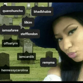 🥀 1d3395dc quavohuncho
bhadbhabie
lilkim
iamsafaree
stefflondon
offsetyrn
iamcardib
remyma
hennessycarolina persone, musicisti, celebrità, nomi whatsapp sticker