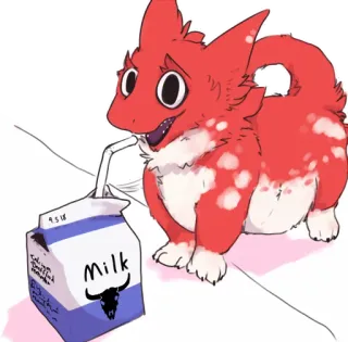 🥛 403894d8 Milk 우유, 만화, 귀여운, 동물, 음료, 마실 것, 털 telegram sticker