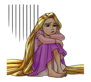 👸 4e319656 Rapunzel Мультфильм, Принцесса, Грустный, Длинные волосы, Дисней whatsapp sticker