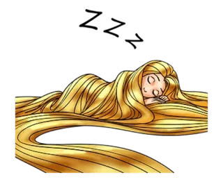 👸 6781639e Rapunzel Tangled disney, рапунцель, спящая, волосы, принцесса whatsapp sticker
