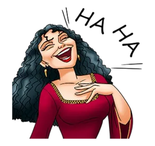 👸 dc5a824c женщина, смех, мультфильм, улыбка, красное платье, женский whatsapp sticker