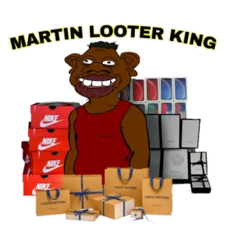 🍉 34049943 MARTIN LOOTER KING penjarahan, kejahatan, menyinggung, parodi, sepatu, tas telegram sticker