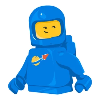 😏 c2f4497c lego, astronot, luar angkasa, mainan, karakter, biru, klasik telegram sticker