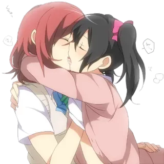 ❤ 052336bc Anime, Lésbica, Beijo, LGBTQ, Amor, Romance, Desenho animado, Feminino telegram sticker