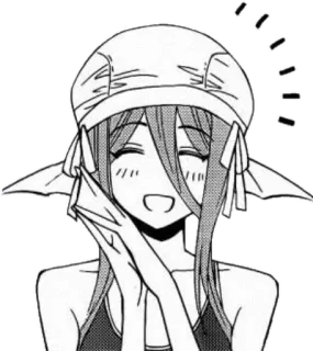 😁 3871faad Anime, Mangá, Roupa de banho, Garota, Chapéu, Feliz telegram sticker