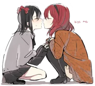 💘 6092f4d9 kiss me garotas anime, beijando, amor, lgbtq, yuri telegram sticker