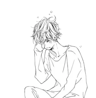 😪 82ac6c91 Anime, Mangá, Menino, Triste, Solitário, Desenho animado telegram sticker