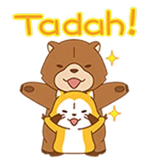 🤴 0d514094 Tadah! beruang, rakun, imut, senang, binatang, kartun telegram sticker