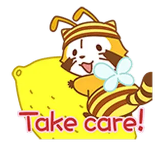 🍋 10b8f151 Take care! lebah, lemon, imut, kartun, hewan, stiker, kuning telegram sticker