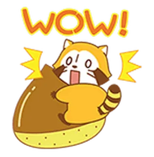 🌰 11c7f632 WOW! wow, terkejut, rakun, tanuki, imut, binatang, seru telegram sticker
