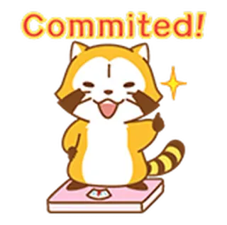🉐 56031609 Commited! rakun, binatang, kartun, berat, timbangan, imut, kawaii, tekad, berkomitmen telegram sticker