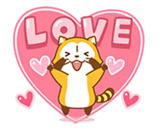 ❣ 6cc835d1 LOVE cinta, hati, rakun, kartun, lucu, bahagia, menggemaskan telegram sticker