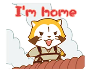 🛬 8bb2fc73 I'm home rakun, tanuki, hewan, rumah, kartun, senang telegram sticker